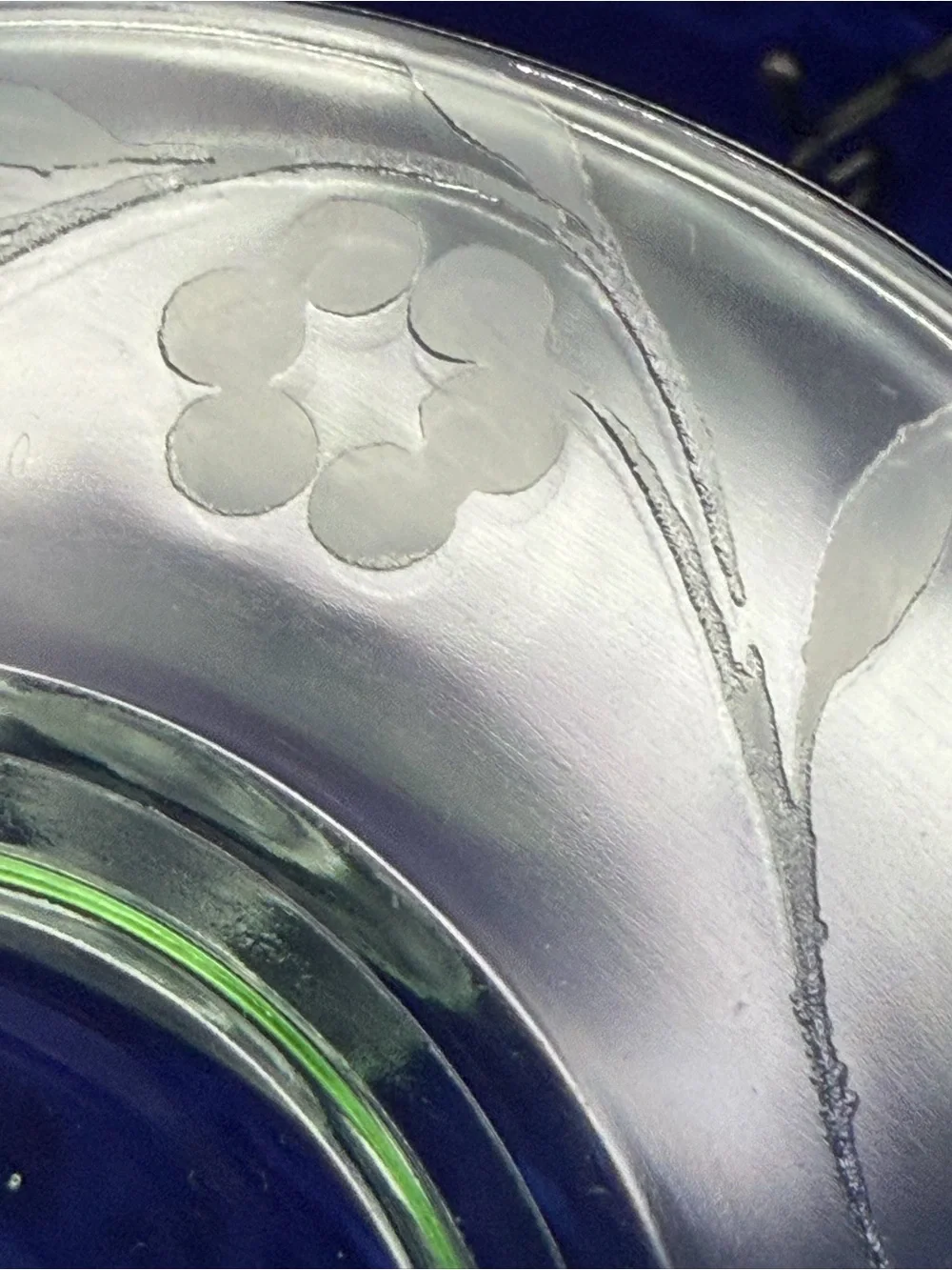 Vintage Floral Uranium Glass Dessert Plates - Green Set of 3